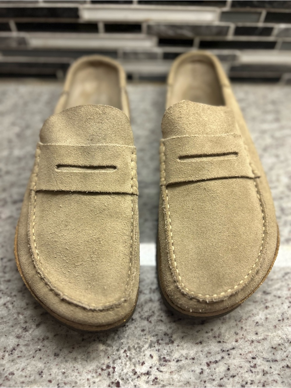 Birkenstock Men's Naples Suede Penny Loafers in Tan size 12 - Picture 6 of 7